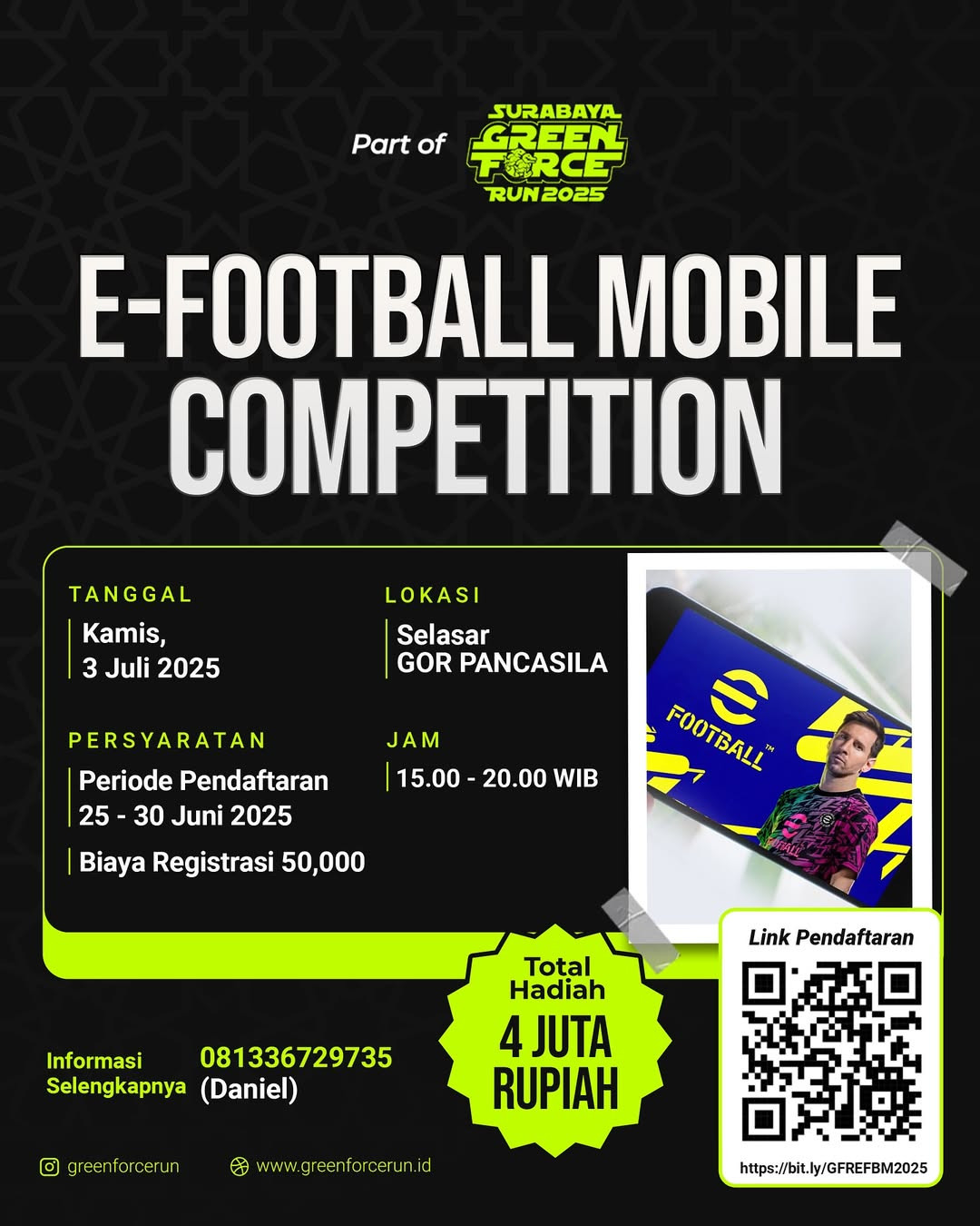 E-Football Turnamen di Race Pack Collection Green Force Run 2025